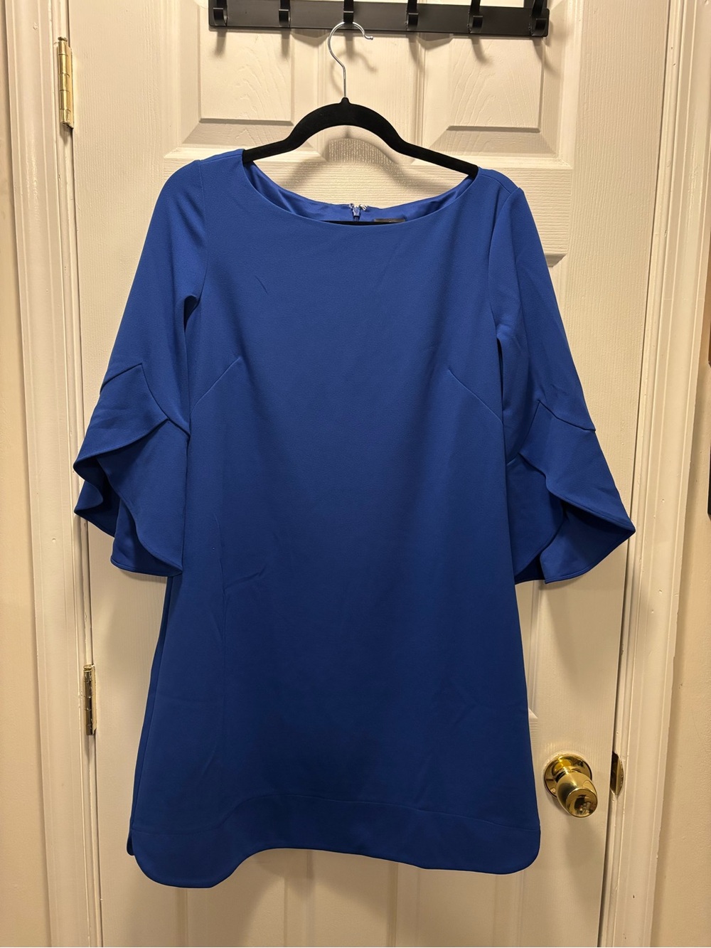 Vince Camuto Cobalt Blue Midi Dress with Ruffle Sleeves